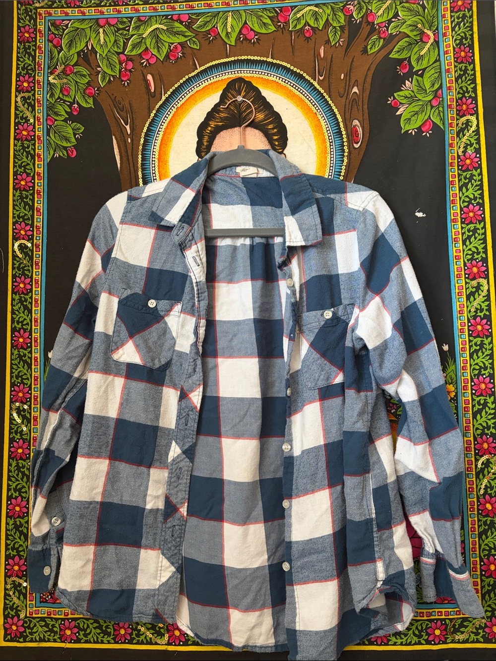 Levi's Blue, White & Red-Trim Plaid Button-Up Shirt